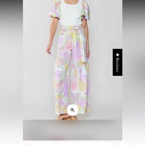 Current Air 2-Piece Floral Puffed Sleeve Wide Leg Pant Set